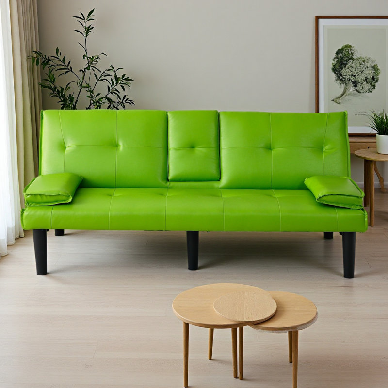 The 67-Inch PVC Multi-Functional Sofa Bed, With A Foldable And Cup Holder Design, Makes It Extremely Convenient To Turn The Living Room Into A Guest Room