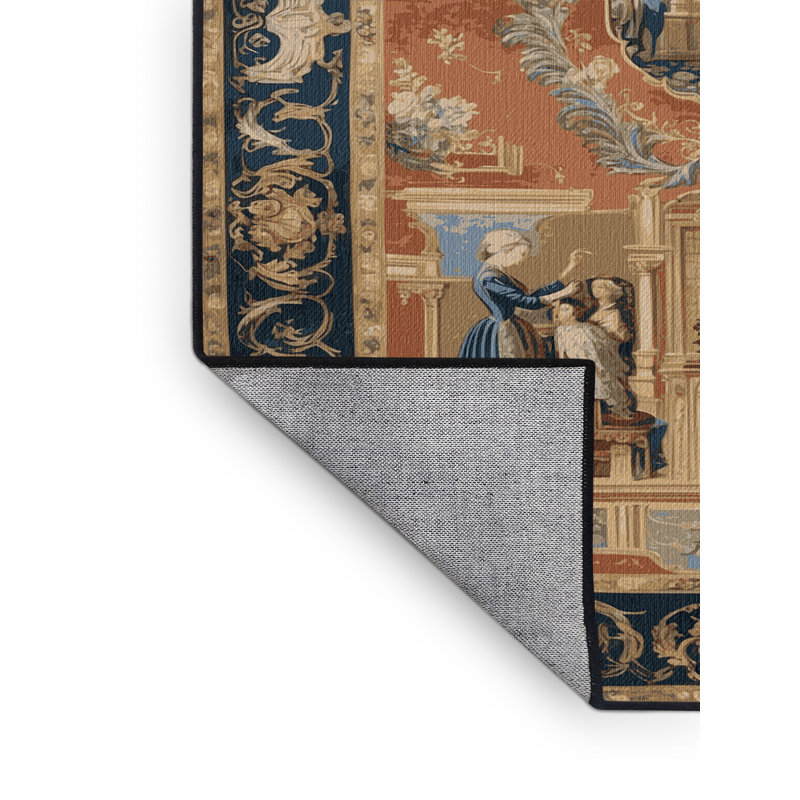 Tapis brun français lavable à la machine, Rond 4 pi