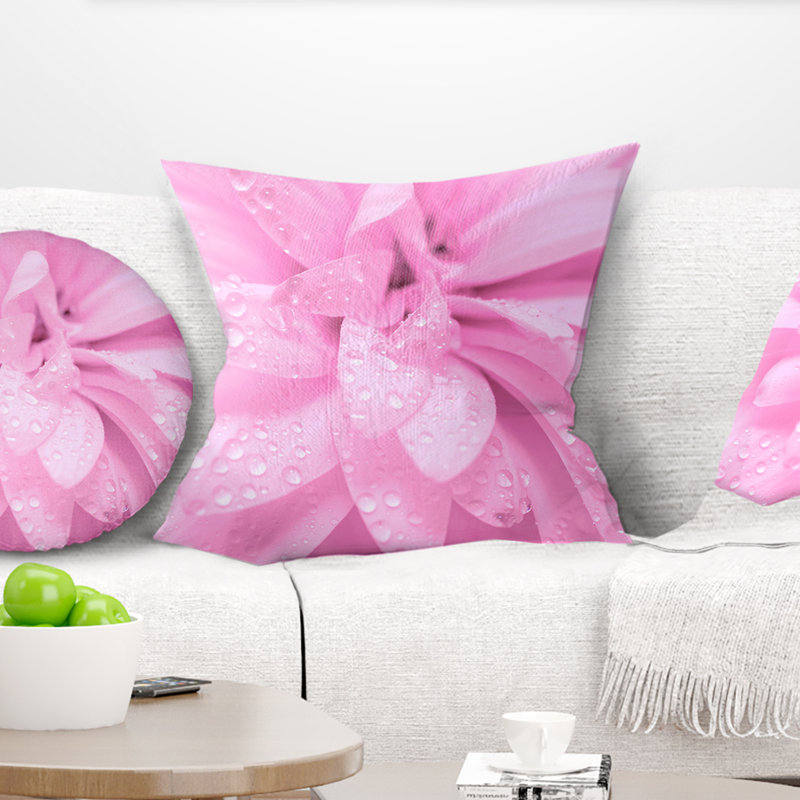Coussin abstrait fleur abstraite avec pétales, 16 po x 16 po, Coussin décoratif