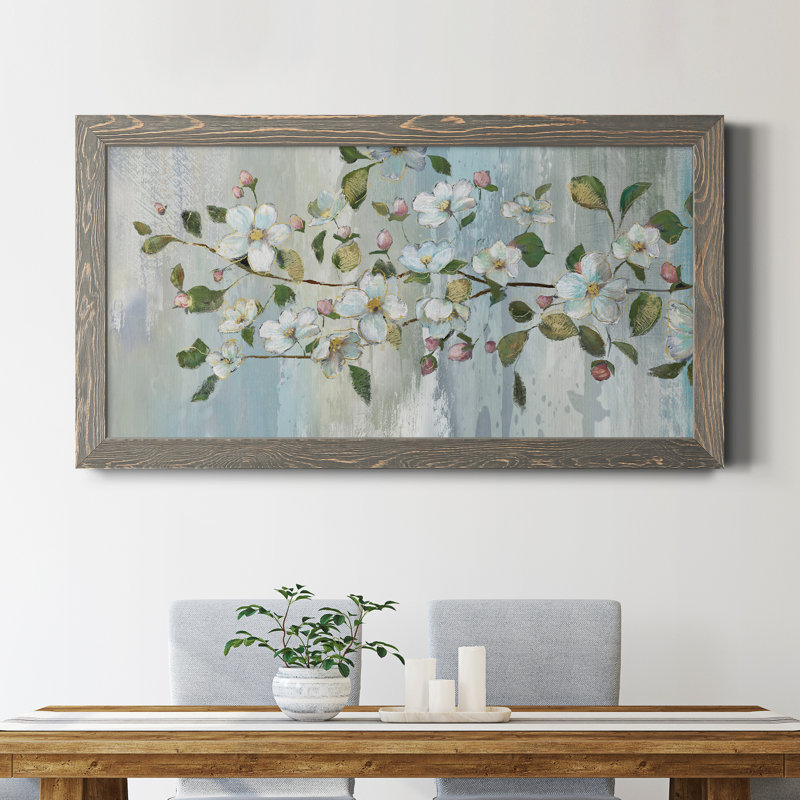 Painterly Blossoms - Peinture sur toile encadrée, Gris