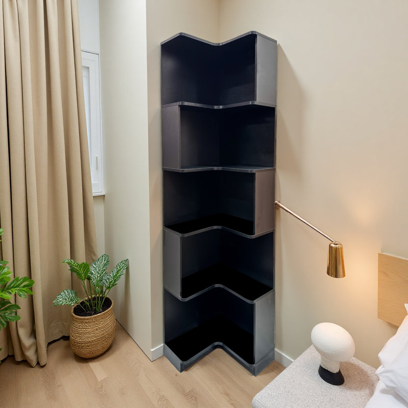 Étagère d'angle avec bibliothèque à 5 niveaux avec chicane