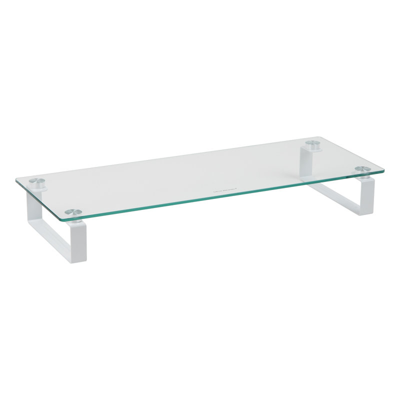  Support pour écran, contemporain, organisateur de bureau, support pour ordinateur portable, bureau, verre, L 22 po x l 8,25 po x H 3 po, transparent