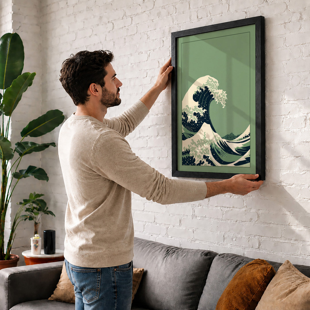 Great Wave Rising Japandi Framed Art Print