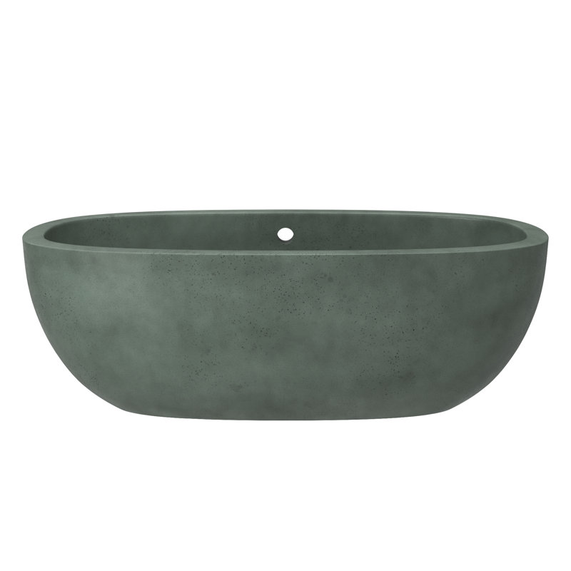 Avalon NativeStone Freestanding Soaking Cement Bathtub, Forest, 23" H x 36" W x 72" L