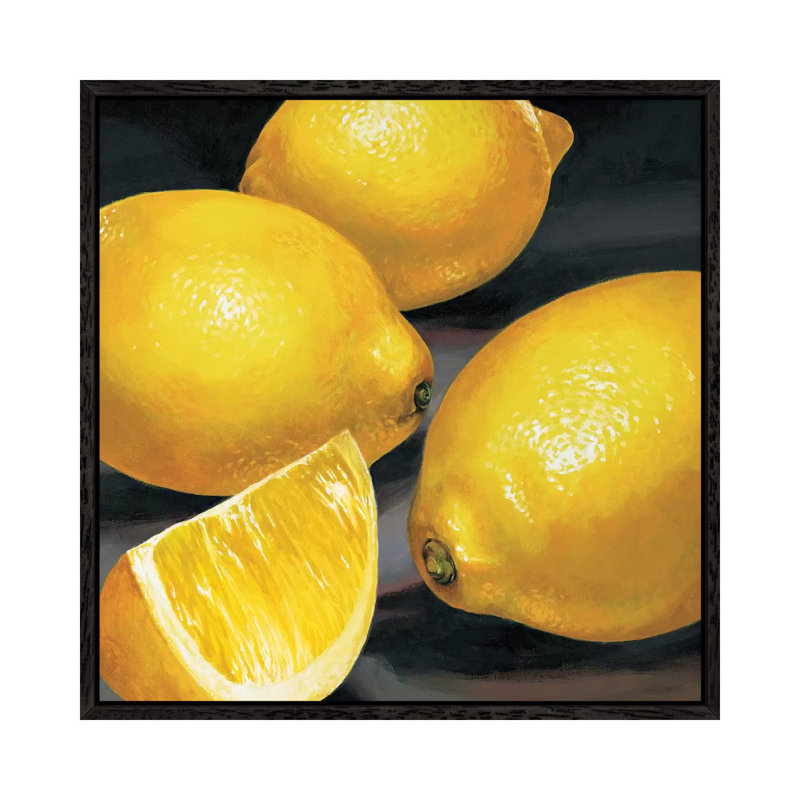 Limoni by Stefania Mottinelli - Painting on Canvas, Black Framed, 45.72 cm H x 45.72 cm W
