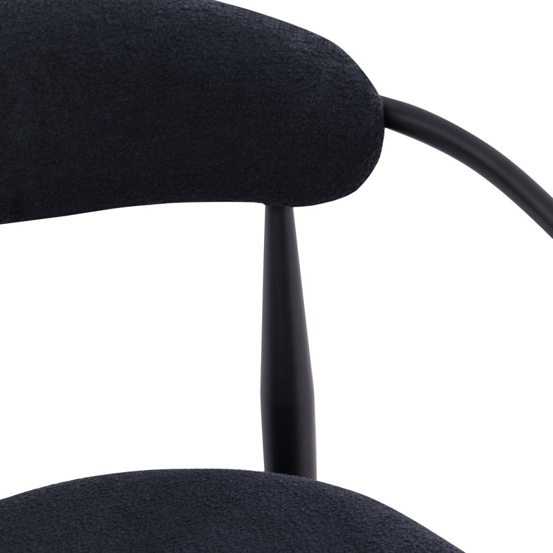 2 chaises de salle à manger de style moderne Mid-Century, rembourrées, pieds en métal noir pour la pièce 2, rembourrés de mousse, pieds élégants courbés