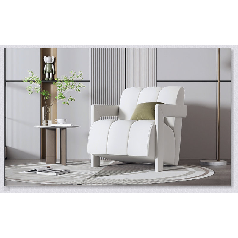 Fauteuil de loisirs moderne et minimaliste avec accoudoirs en forme de L et tissu en polyester durable pour un confort et un style ultimes