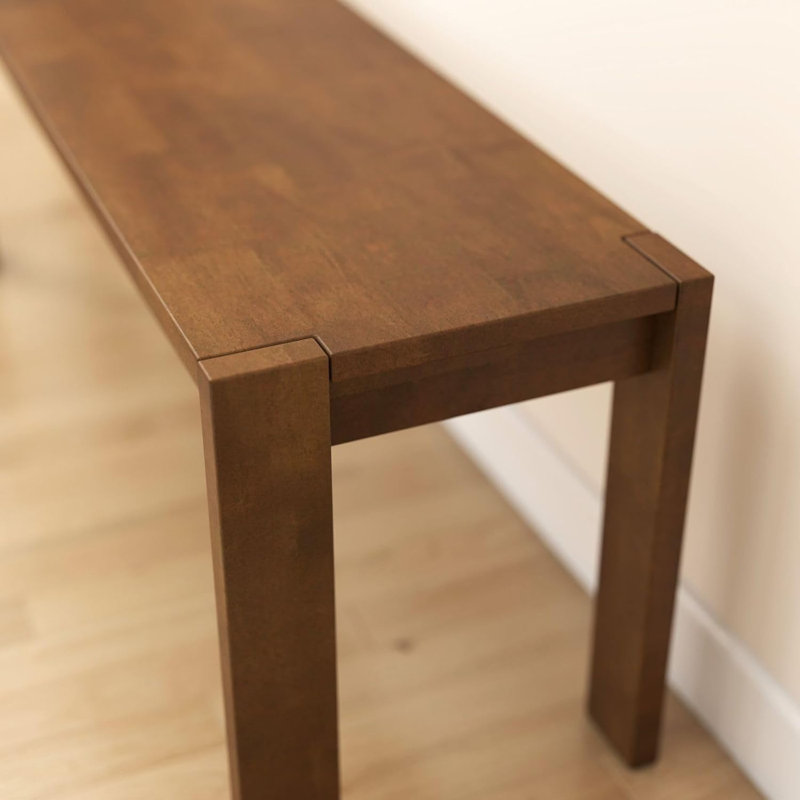 47.25'' Solid Wood Farmhouse Dining Bench Rustic Narrow Bench For Hallway, Kitchen & Bedroom, Walnut