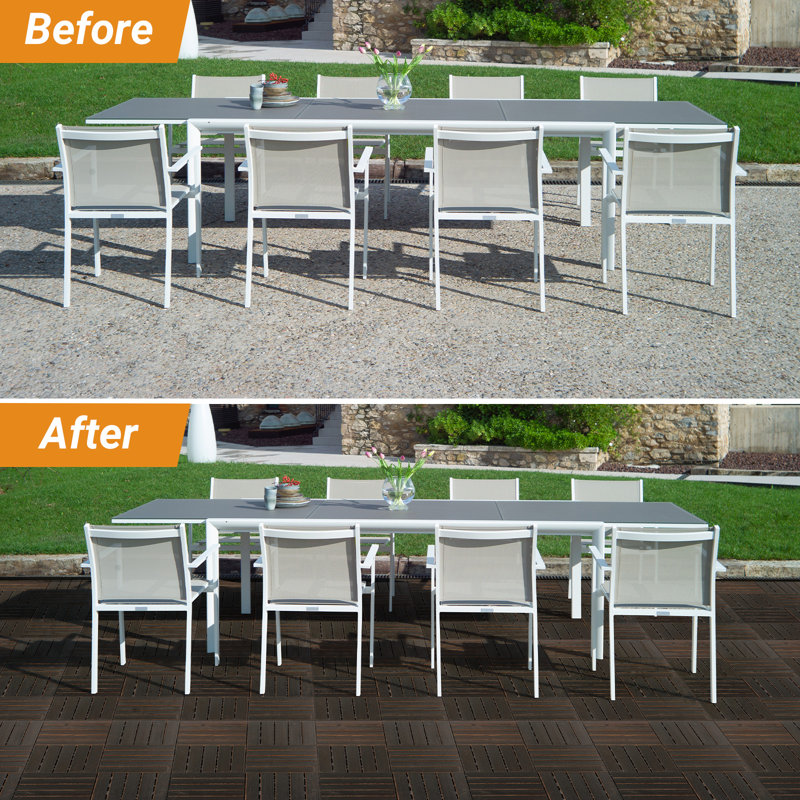 27Pcs Black Walnut Color Solid Pine Wood Interlocking Patio Deck Tiles