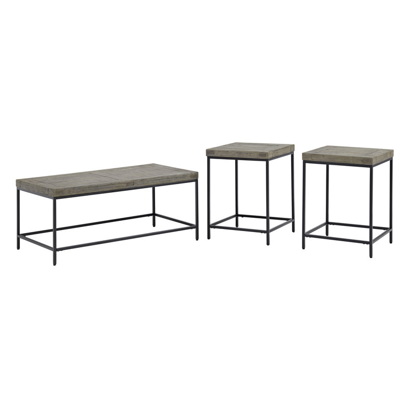 Ensemble de table basse 3 pièces Lavish Home de style industriel moderne avec 2 tables d'appoint, gris