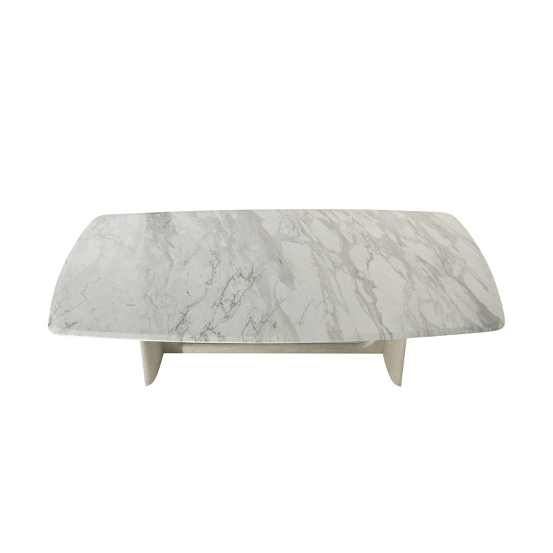 Repose Grey Oak Rectangular Dining Table with Arabescato Marble Top