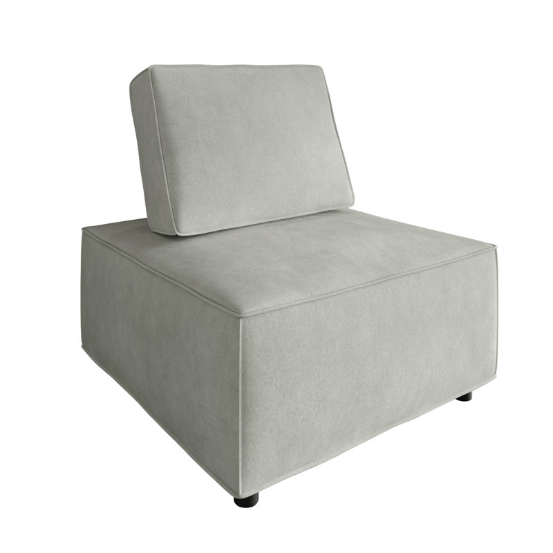 Fauteuil d'appoint carré en velours Fandy, Gris