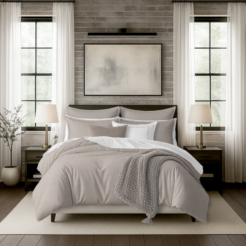 Bedford 5 Piece Comforter Set, Gray, Queen Comforter + 2 Shams + 2 Pillows