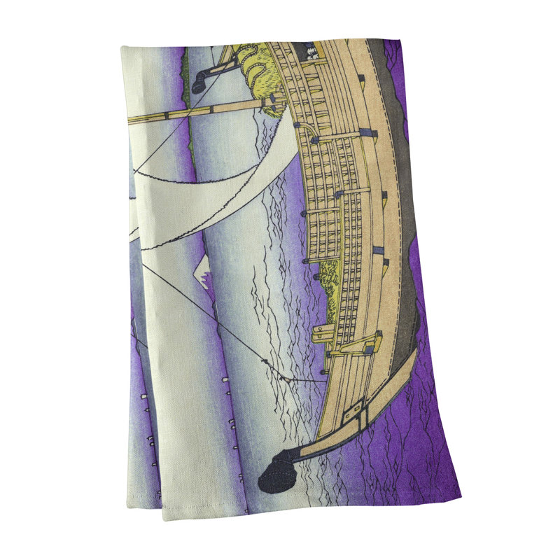 Hague Tea Towel Kitchen Towel, Poly Twill, Purple/Yellow