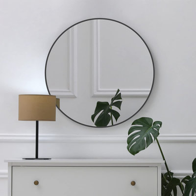 Solid Wood Circle Wall Mirror,Bathroom Mirror