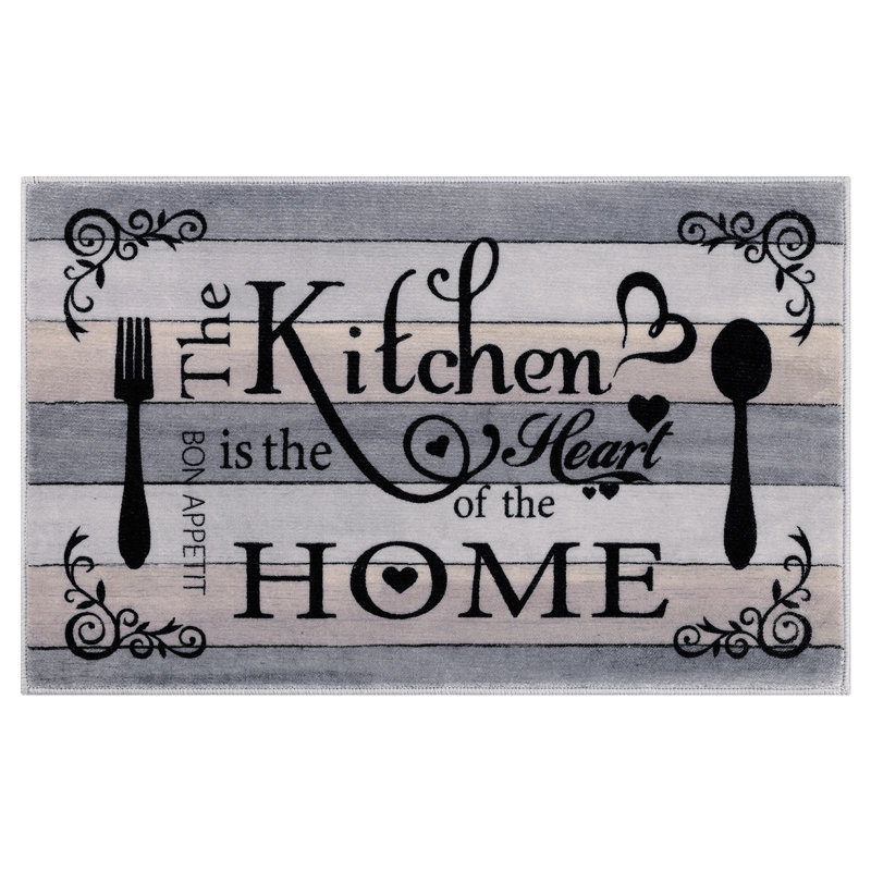 Machine Washable Non-Slip Kitchen Mat, Gray/Black