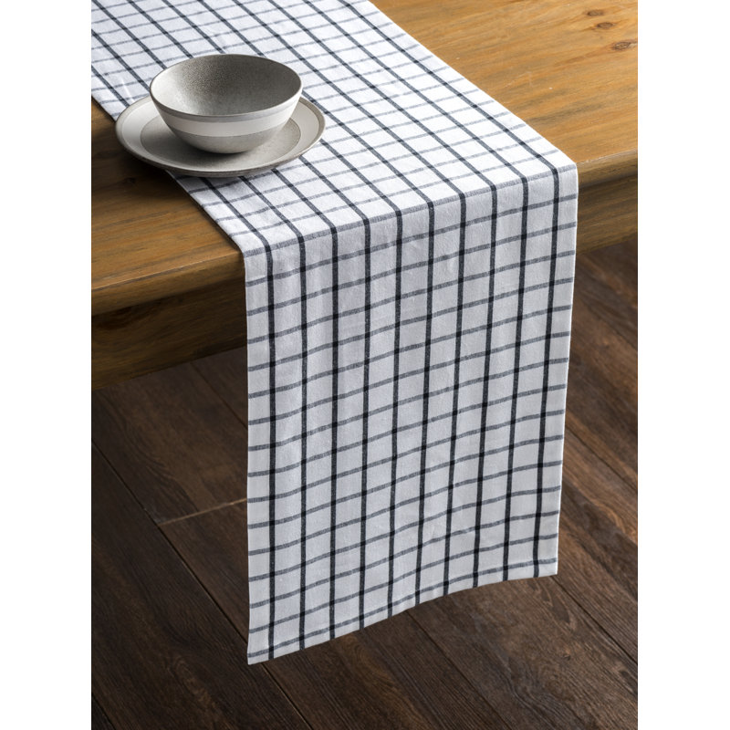 Checkered 100% Cotton Table Runner, Moonless Night