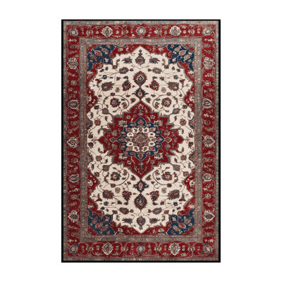 Tapis persan noir lavable à la machine