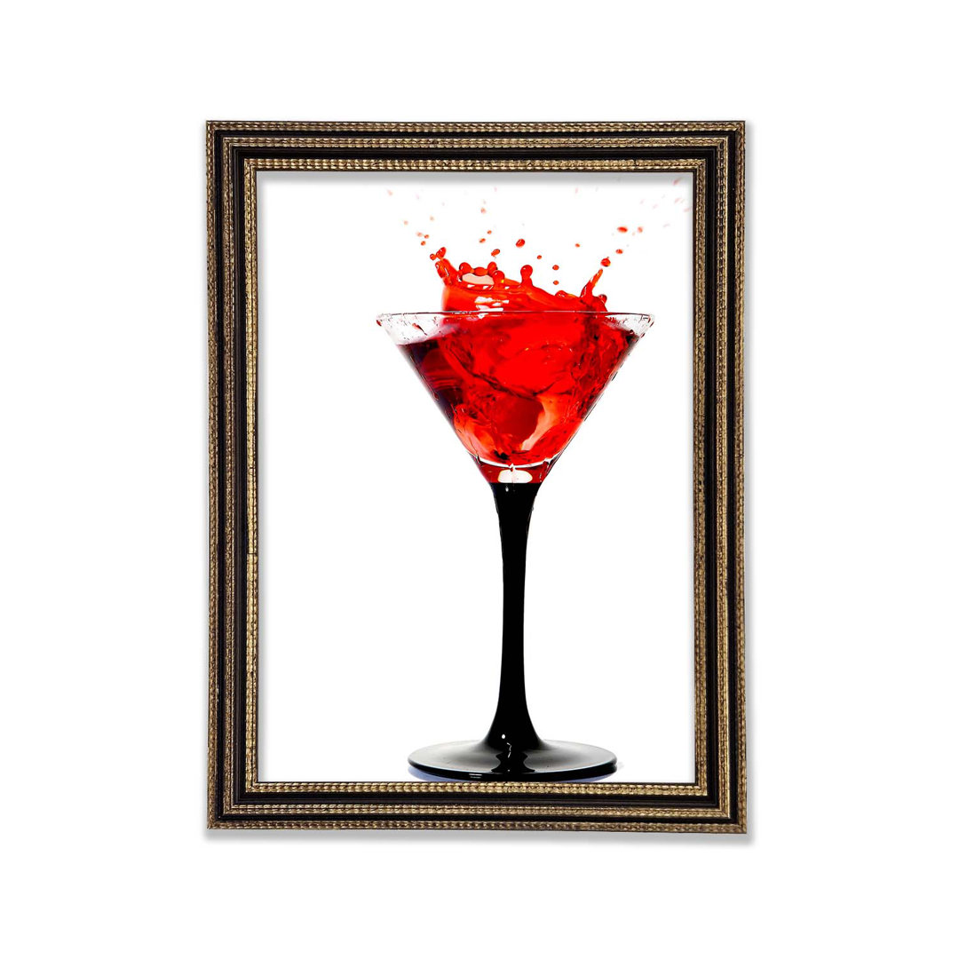 Roter Cocktail Splash Gerahmter Druck