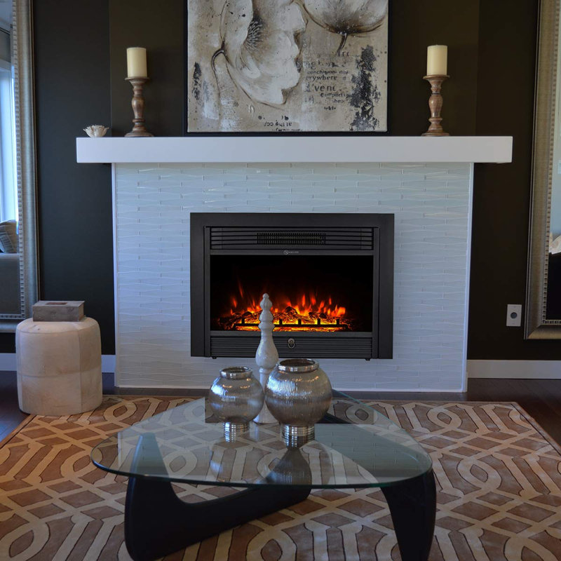 YODOLLA 72.39cm W Recessed Wall Mounted Electric Fire