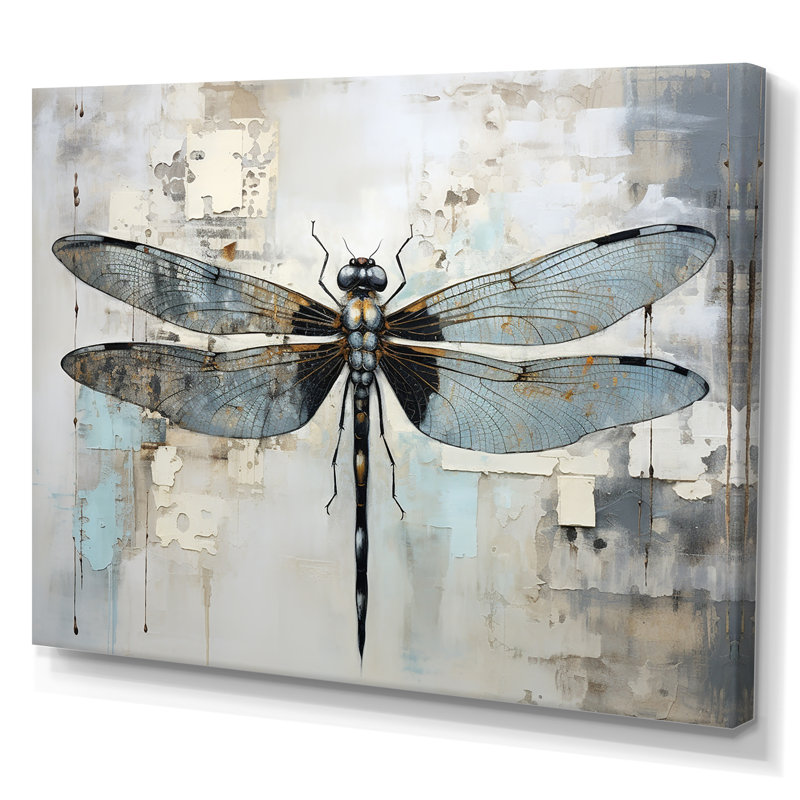 Dragonfly Delight IV - Libellule, art mural, H 24 po x l 32 po x P 1 po, Toile tendue