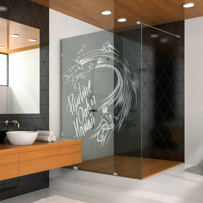 Paroi de douche élégante 29 1/2 po x H 75 po avec design laser