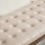 Banc de bout de lit capitonné à boutons avec appui-tête, similicuir et pieds en noyer-133348845-133348846