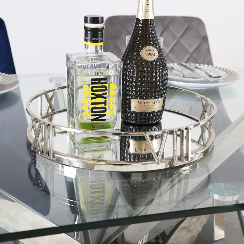 Clarence Metal Tray for Living Room & Dining Tabletop, Mirrored Tray for Decor, 6cm H x 35cm W x 35cm D