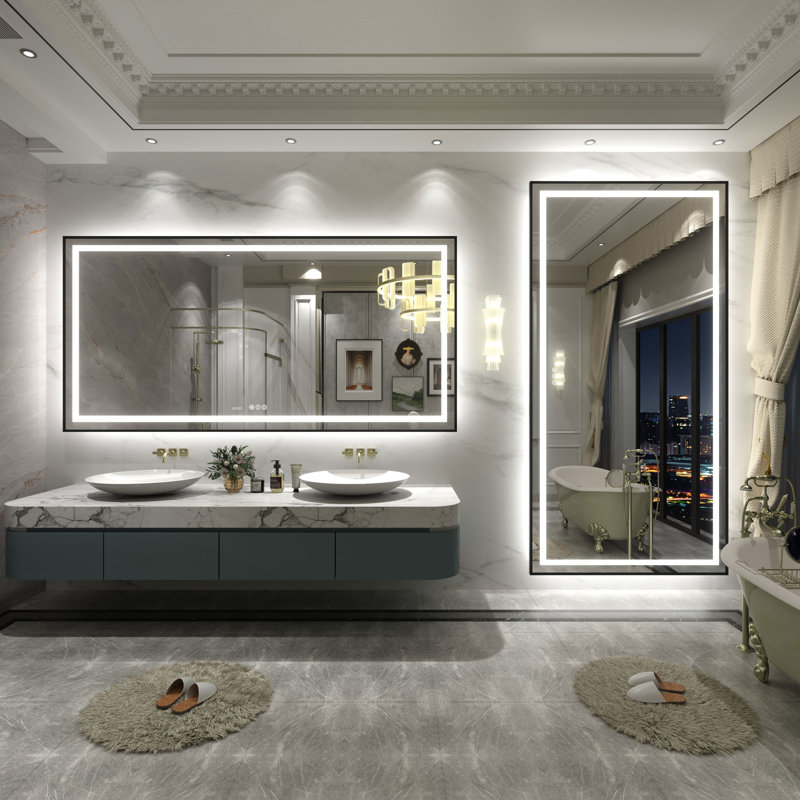 Wayfair Basics® UL Certified Front & Back LED Anti-Fog Tempered Glass Framed Bathroom/Vanity Mirror, 72" x 36"