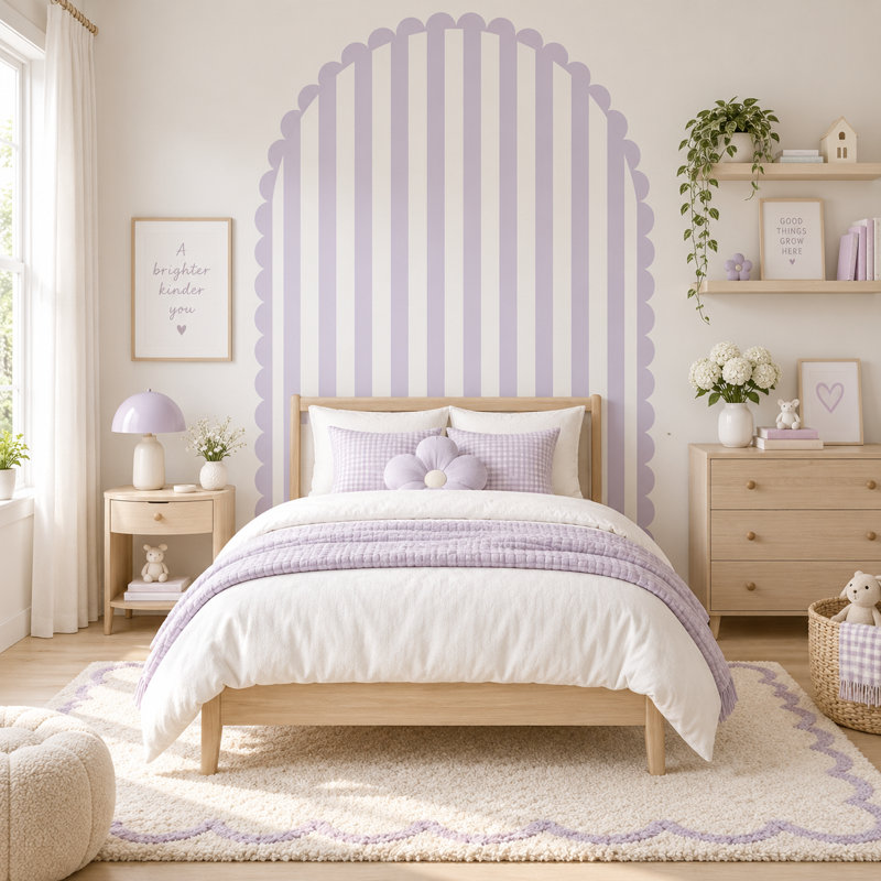 Adhésif décoratif arche festonnée de 66 po de largeur, 78 po de hauteur, 66" W x 78" H, Lavender