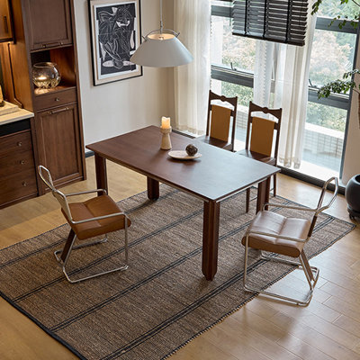Brown Rectangular Solid Wood Dining Table