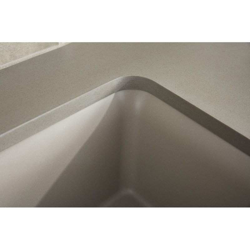 Cairn® 33-1/2" x 18-5/16" x 9-1/2" Under-Mount Single-Bowl Kitchen Sink with Basin Rack, Matte Taupe