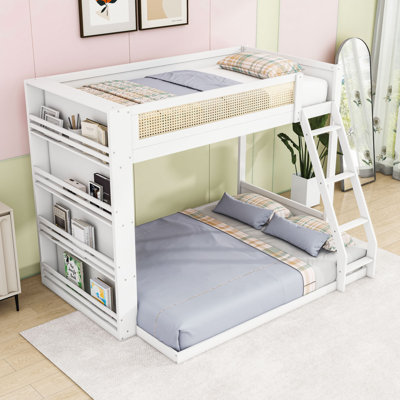 Bunk Bed with Storage Shelf and LED Light