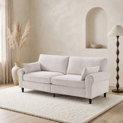 80.7" Corduroy Loveseat Sofa, 2-Seater Couch with Rolled Armrests, Iron & Wood Frame Construction, Modern Upholstered Sofa for Living Room, Apartment