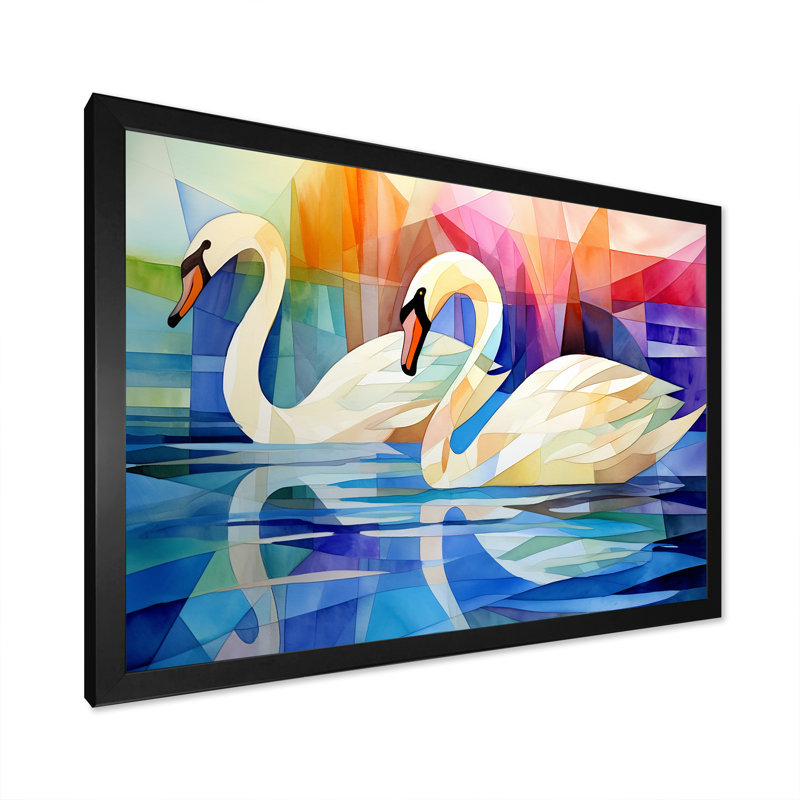 «Cubic Swan Sonata Melody» sur impression sur toile, Cadre photo noir, H 16 po x l 32 po x P 1 po