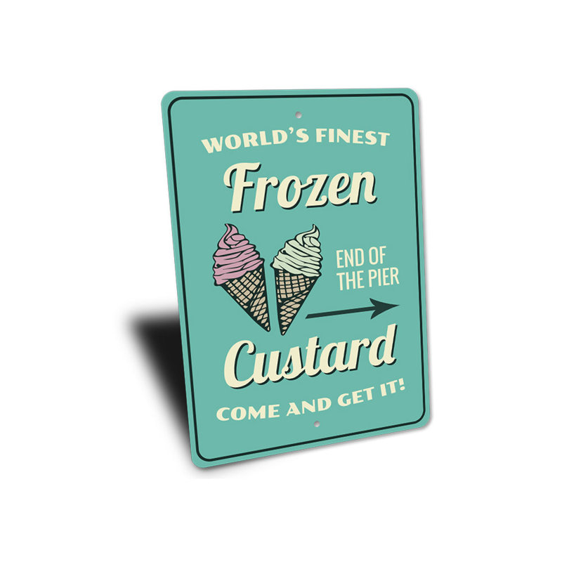 Enseigne de crème anglaise «Finest Frozen», H 18 po x l 12 po x P 0,06 po