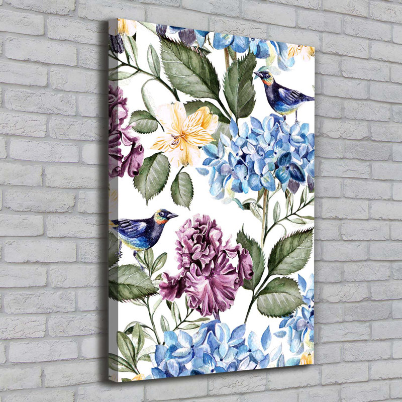 Flowers And Birds - Wrapped Canvas Print