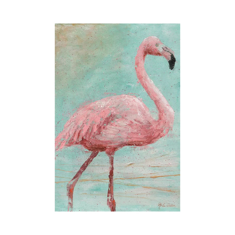 Reproduction d’art, "Pink Flamingo I" par Marie Elaine Custer, Pas de tapis, Toile tendue, H 12 po x l 8 po x P 0,75 po