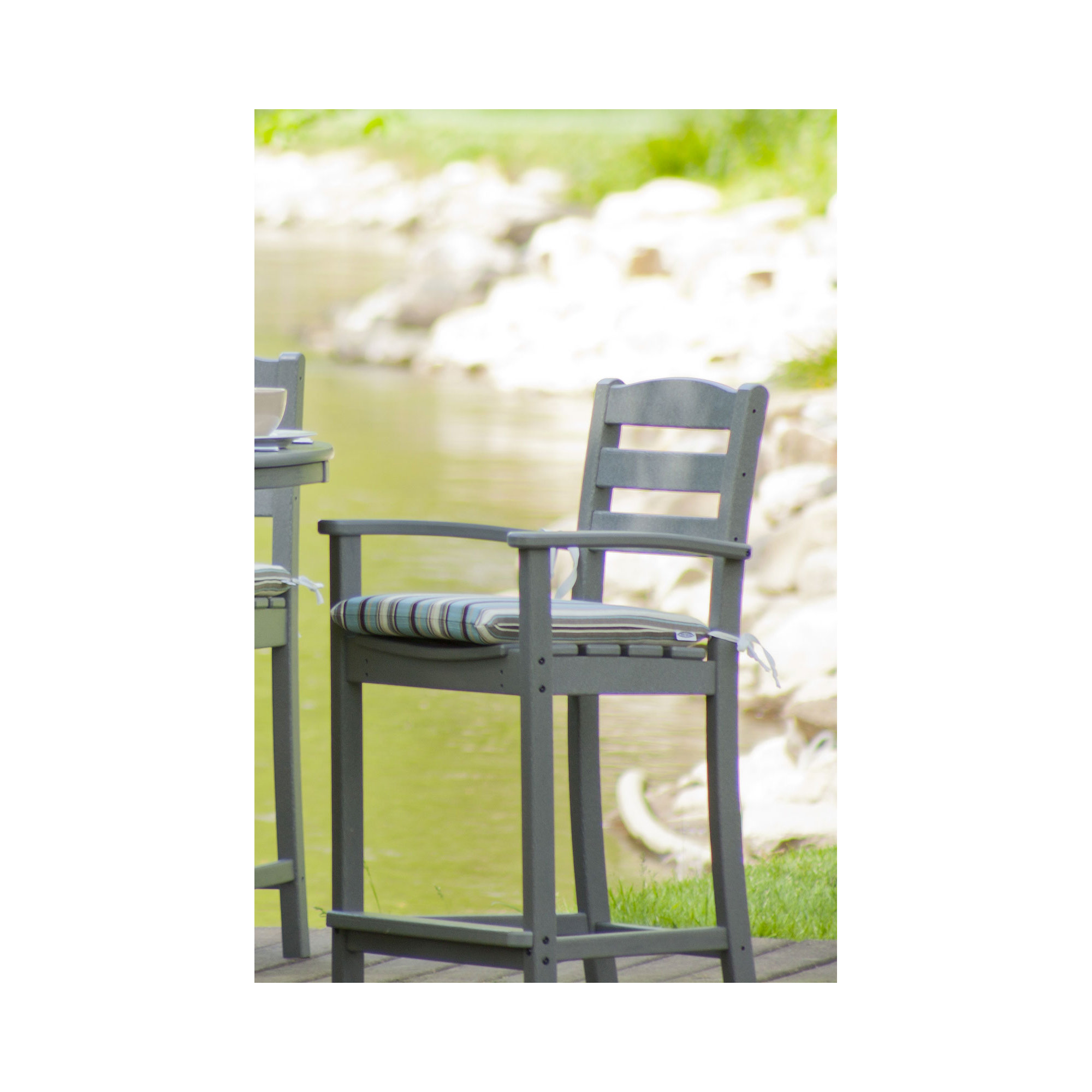 POLYWOOD La Casa Café Bar Arm Chair, Slate Gray, Bar Stool (30.13" Seat Height)