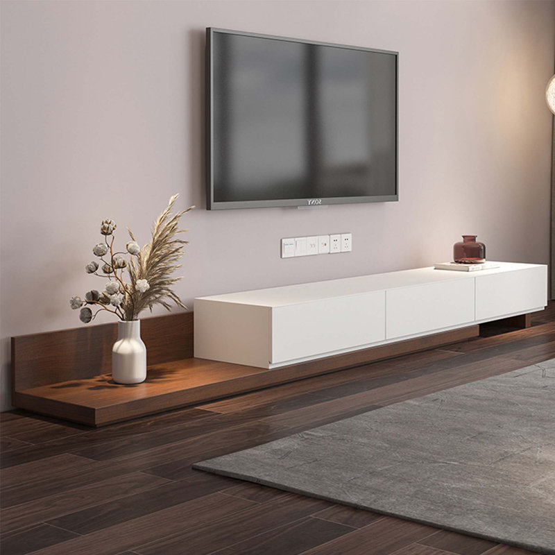  solid wood TV stand, Blanc
