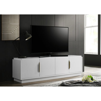 Meuble télé 4 portes blanc, l 70 po, tablette réglable, armoire 70 po avec 4 portes, style