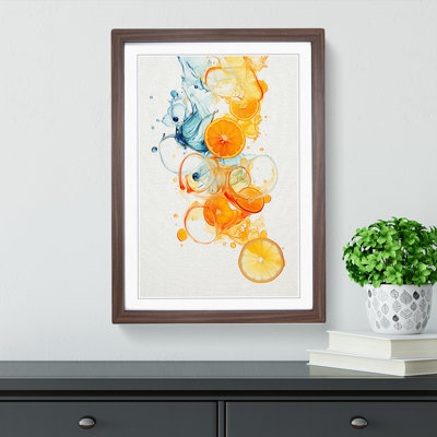 Citrus Fruits Gestural - Single Picture Frame Print on Wood
