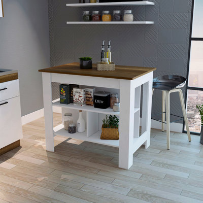 Îlot de cuisine, quatre pieds, trois tablettes