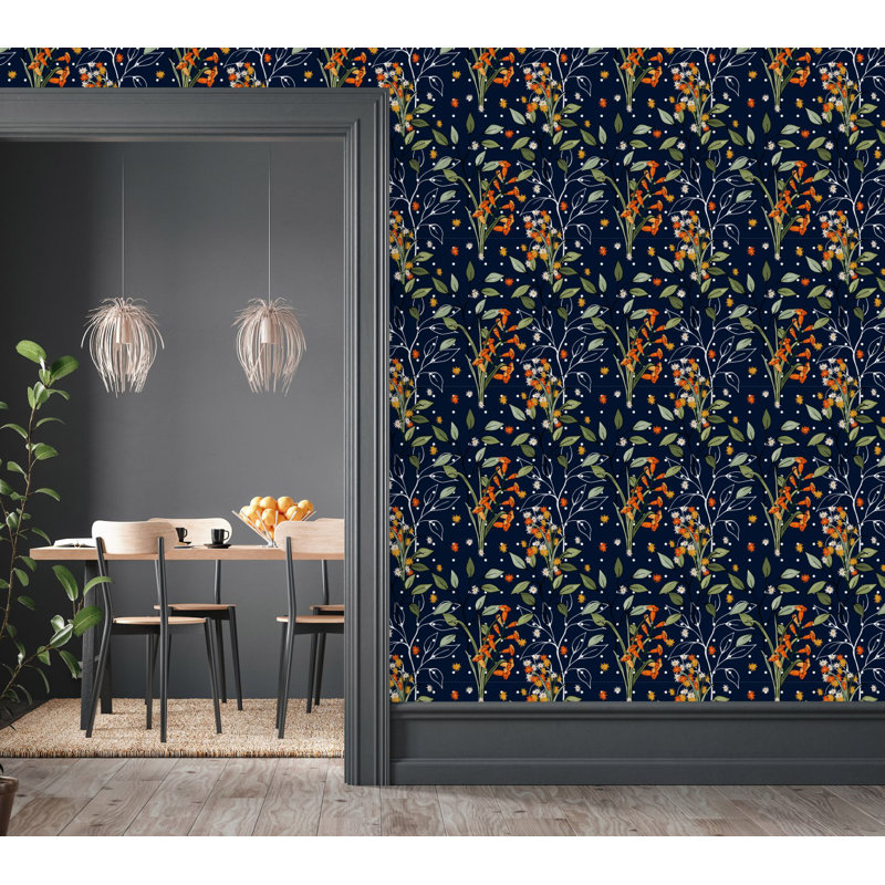 Peel & Stick Floral Tile, 2.08' W x 10.42' L