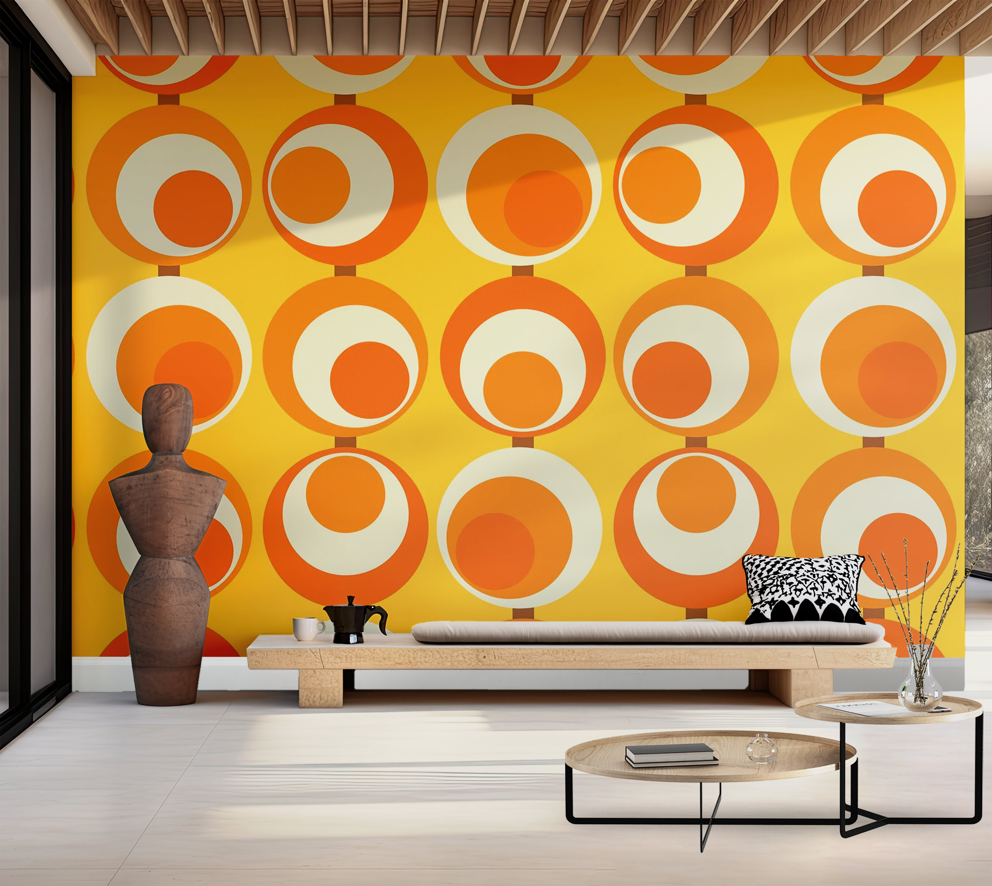 Corrigan Studio® Premium Wallpaper Wall Mural - Retro Circles | Wayfair