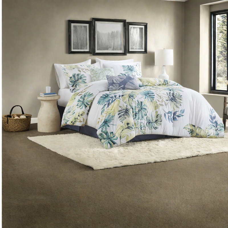 Ensembles de literie pour lit très grand surdimensionnés, style bord de mer tropical pour la maison