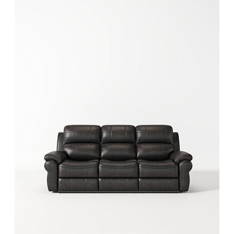Fabric Power Reclining Sofa with Drop Down Table USB Button and Wireless Charger, Espresso