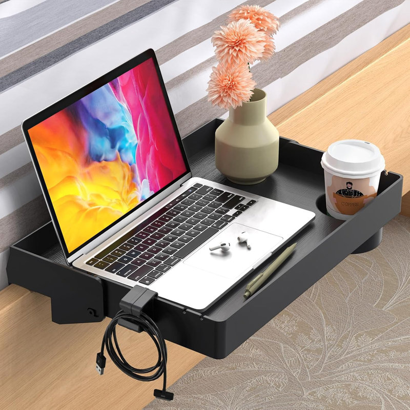 Bedside Shelf, Foldable Bunk Bed Shelf, Attachable Bedside Table with Hooks, College Dorm Room Essentials, Bedside Caddy Tray Organizer for Loft Bed, Dorm Bed