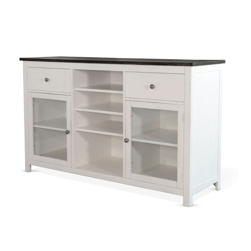 Buffet Orso, 2 tiroirs avec tablettes réglables, blanc