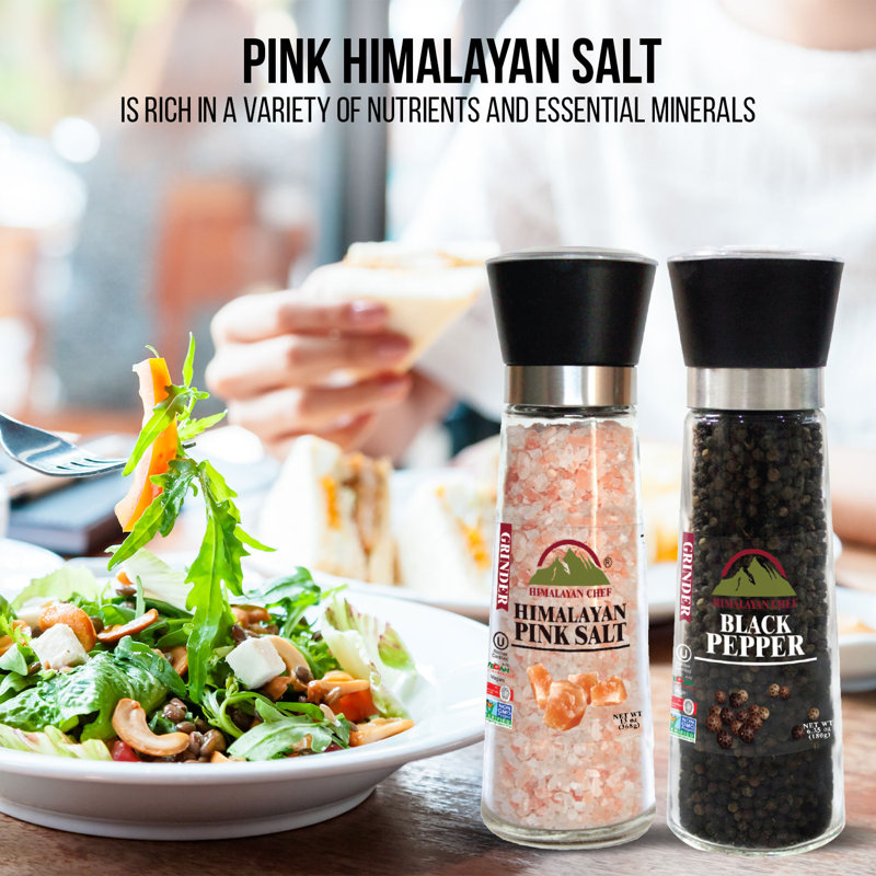 Adjustable Glass Salt and Pepper Grinder Set with Ceramic Rotators
